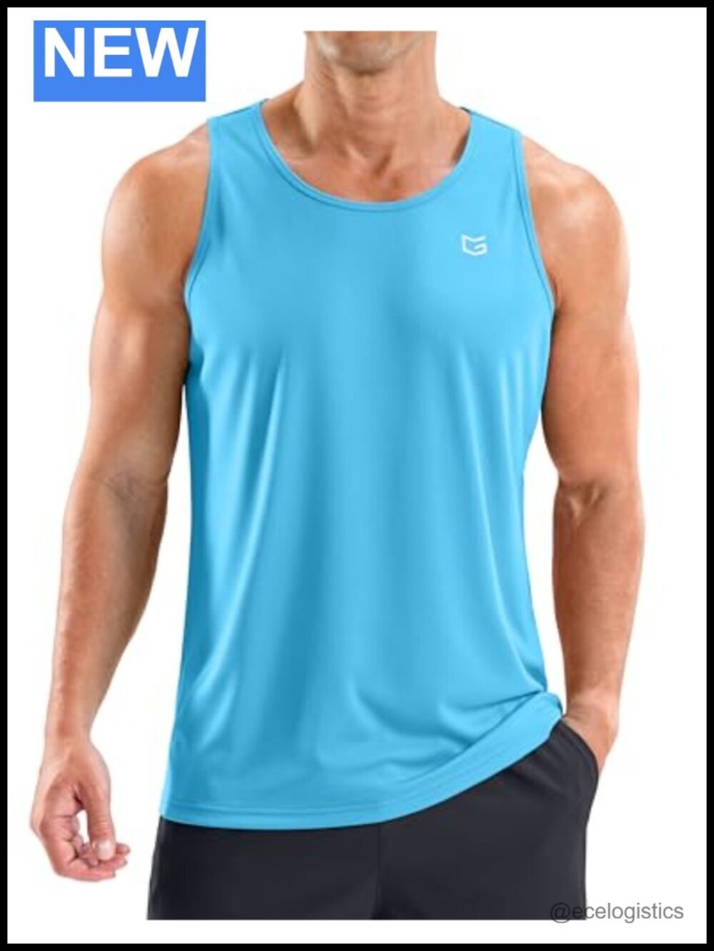 Men's UPF 50+ Sleeveless Tank Top, Dry Fit Active Muscle Shirt for Gym & Running